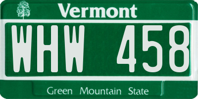 VT license plate WHW458