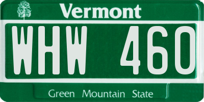 VT license plate WHW460