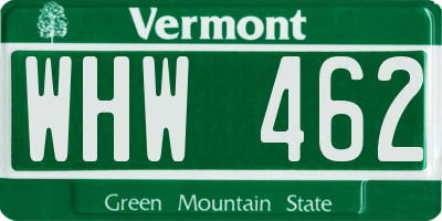 VT license plate WHW462