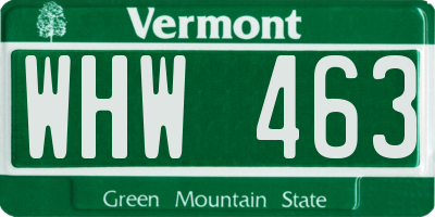 VT license plate WHW463