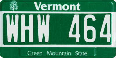 VT license plate WHW464