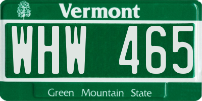 VT license plate WHW465