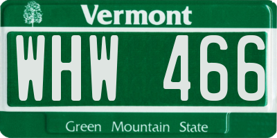 VT license plate WHW466