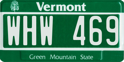 VT license plate WHW469