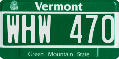 VT license plate WHW470