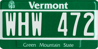 VT license plate WHW472