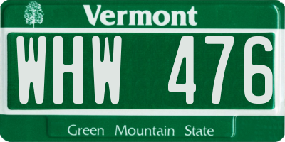 VT license plate WHW476