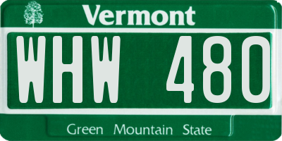VT license plate WHW480