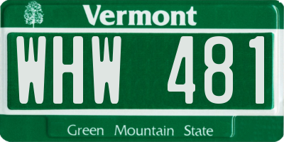 VT license plate WHW481
