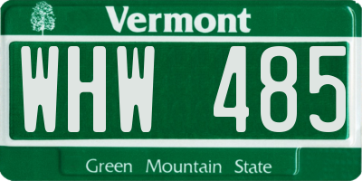 VT license plate WHW485