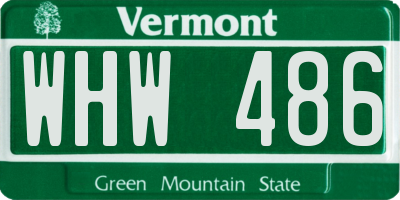 VT license plate WHW486