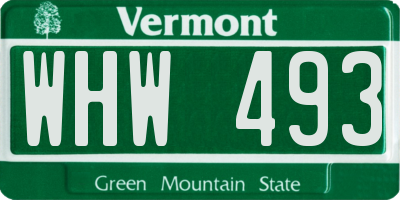 VT license plate WHW493