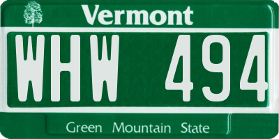 VT license plate WHW494