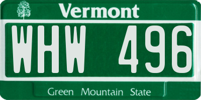 VT license plate WHW496