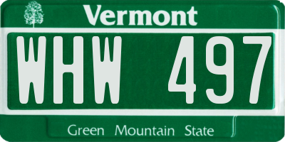 VT license plate WHW497