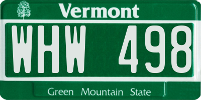 VT license plate WHW498
