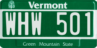 VT license plate WHW501