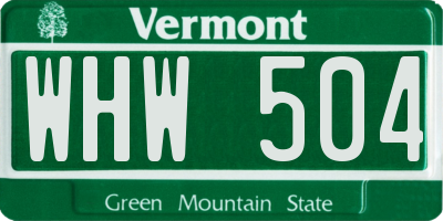 VT license plate WHW504