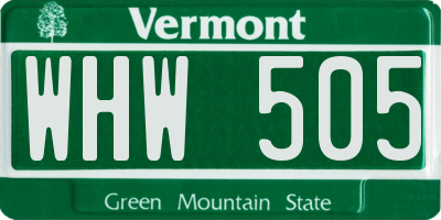VT license plate WHW505