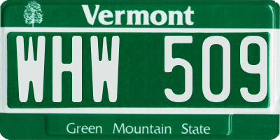 VT license plate WHW509