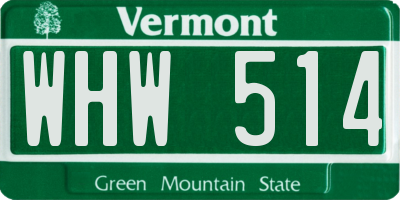 VT license plate WHW514