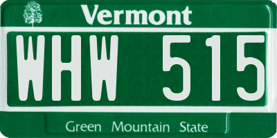 VT license plate WHW515