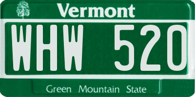 VT license plate WHW520