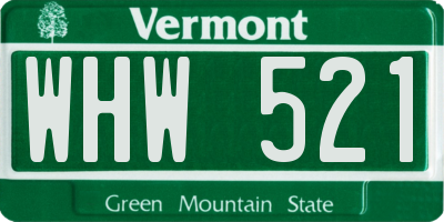 VT license plate WHW521