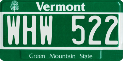 VT license plate WHW522