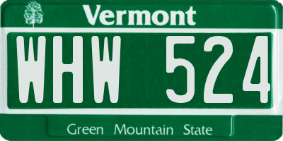 VT license plate WHW524