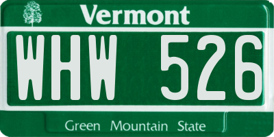 VT license plate WHW526