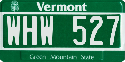 VT license plate WHW527