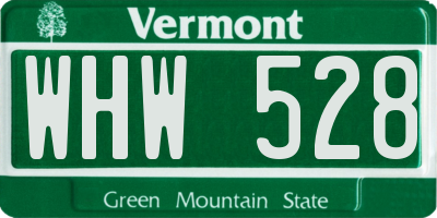 VT license plate WHW528