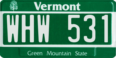 VT license plate WHW531