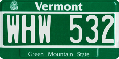 VT license plate WHW532