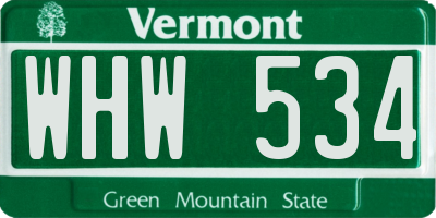 VT license plate WHW534