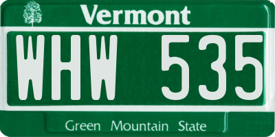 VT license plate WHW535