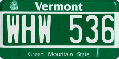 VT license plate WHW536