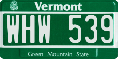 VT license plate WHW539