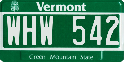 VT license plate WHW542