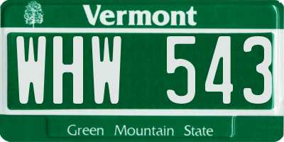 VT license plate WHW543