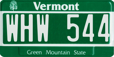 VT license plate WHW544