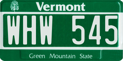 VT license plate WHW545
