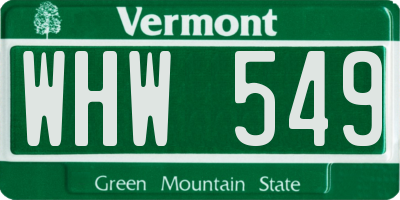 VT license plate WHW549