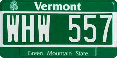 VT license plate WHW557