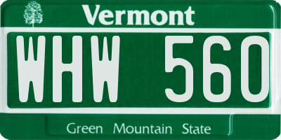 VT license plate WHW560