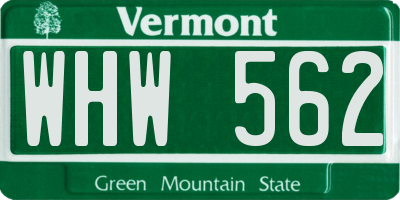 VT license plate WHW562