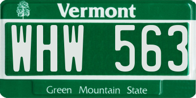 VT license plate WHW563