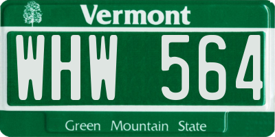VT license plate WHW564