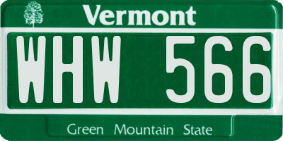 VT license plate WHW566